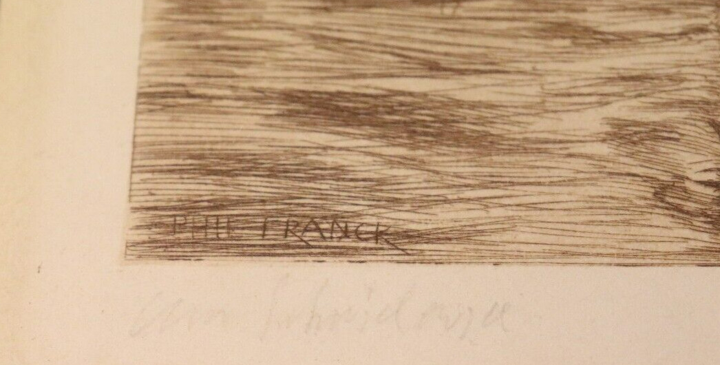 Philipp Franck original Radierung Am Schwielowsee mit Bleistift-Signatur