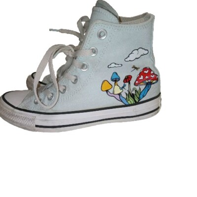 Converse Shoes Womens Size 6 Blue All Star Hi Mushrooms Sneaker Chance Of Rain