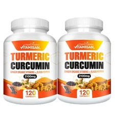 2x Turmeric Curcumin – 240 Cap – Ginger & Black Pepper for Joint & Immune Health