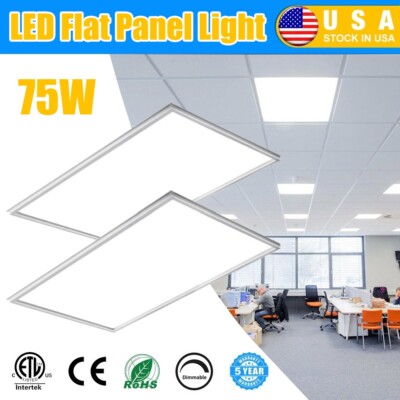 2 Pack 2x4 FT LED Flat Panel Light,75W Drop Ceiling Lights, 5000K Daylight White