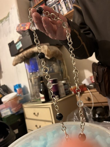 White Metal And Bead Necklace