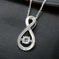 Beautiful 2Ct Round Diamond Infinity Pendant 14K White Gold Finish