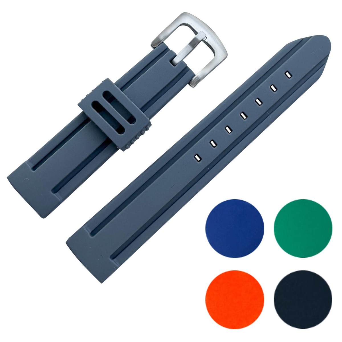 Watch Strap Silicone Sports Rubber Groove Waterproof Dive Band