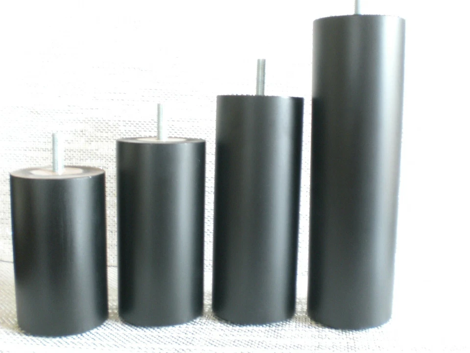 Couchfüße Möbelfüße Holzfüße M8/M10 RUND BUCHE SCHWARZ ∅=60mm. 5cm. bis 30cm.