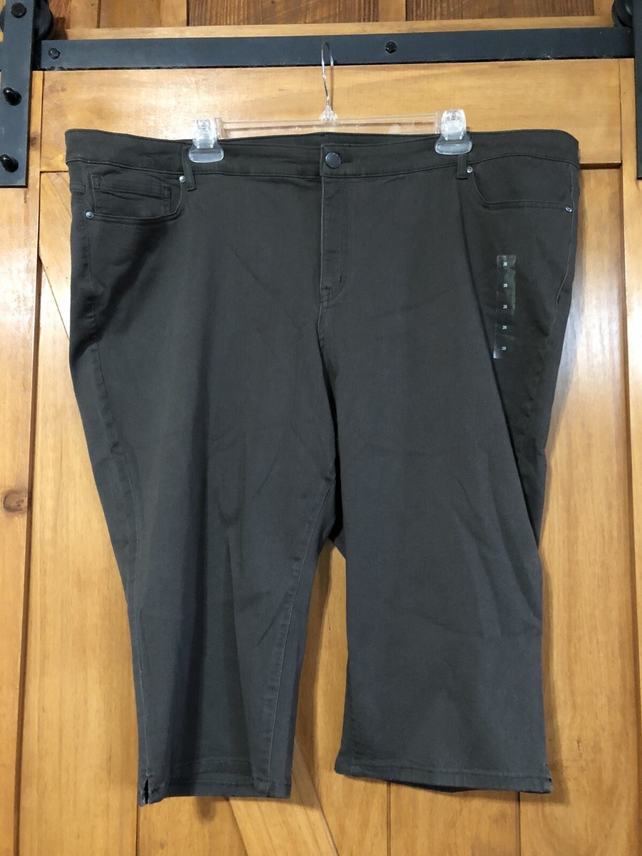 Lane Bryant Plus Size 28 Dark Brown Capri Jeans Super Stretch New NWT