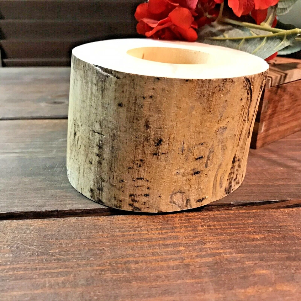 Spinning Aspen Log Candle Holder Hot Air Balloon Western Primitive Decor 5" - Image 4 of 4