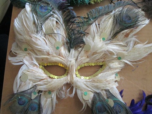 5 Carnival Large Feathers Masquerade Masks Mardi Gras Party - Picture 4 of 7