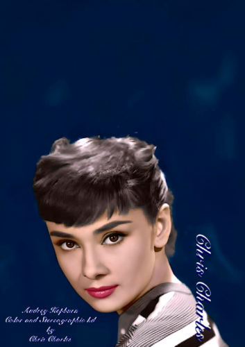 AUDREY HEPBURN  by Chris Charles  A3 HD ART PRINT COLORISED PHOTO PRINT portrait - Picture 1 of 1