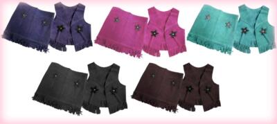 Pink Pur Teal Brn Blk Halloween costume Western Cowboy Kid Youth Vest Skirt S~XL