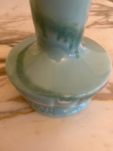 Mid Century Green Drip Glaze Rounded Bottom Bud Vase - Picture 6 of 6