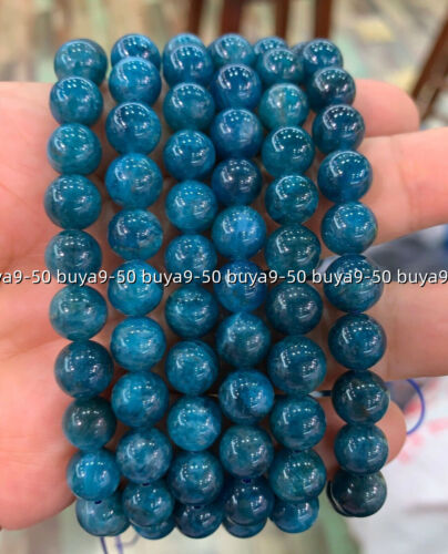Wholesale Lot 6Ps 8mm Natural Blue Apatite Crystal Healing Stretch Bracelet 7.5 - Afbeelding 1 van 24