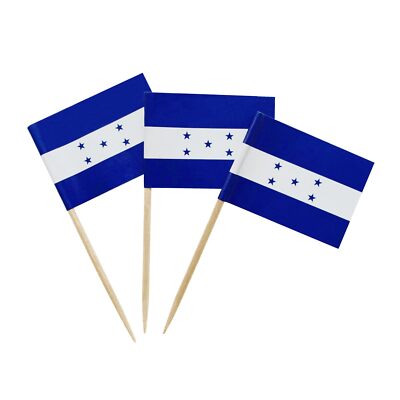 100 Honduran Flag Toothpick Flags Small Mini Stick Cupcake Toppers Party Picks