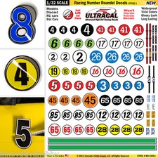 1/32 Slot Car Model Waterslide Decals IMPROVEMENT Number Roundels 1 PRECUT