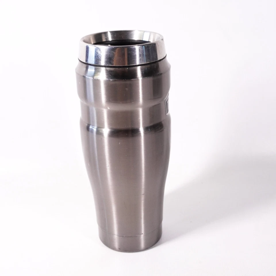 Thermos Stainless Steel Silver Metal Tumbler Travel Coffee Mug Cup w/ Lid Gray - Image 2 of 4