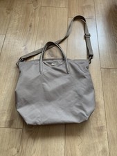 Borsa a mano donna in vera pelle di tela marrone beige Lacoste