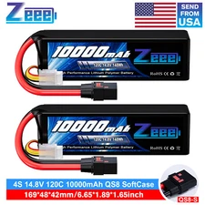 2x Zeee 4S Lipo Battery 10000mAh 14.8V 120C QS8 Plug for Xmaxx RC Car Truck Tank
