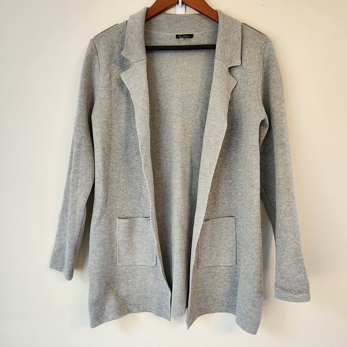 Vila Milano, Women's Knit Collared Open Front Cardigan, S, Grey