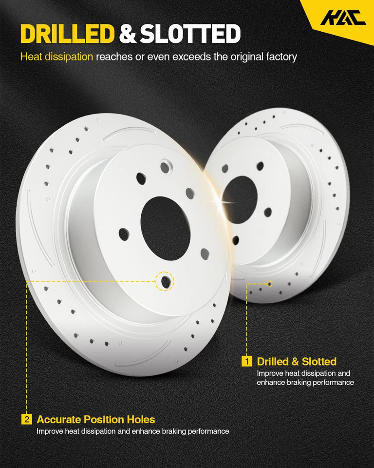 Rotores traseros perforados y pastillas de freno de cerámica para Jeep Wrangler 2003-2006 Liberty Foto 2 de 4