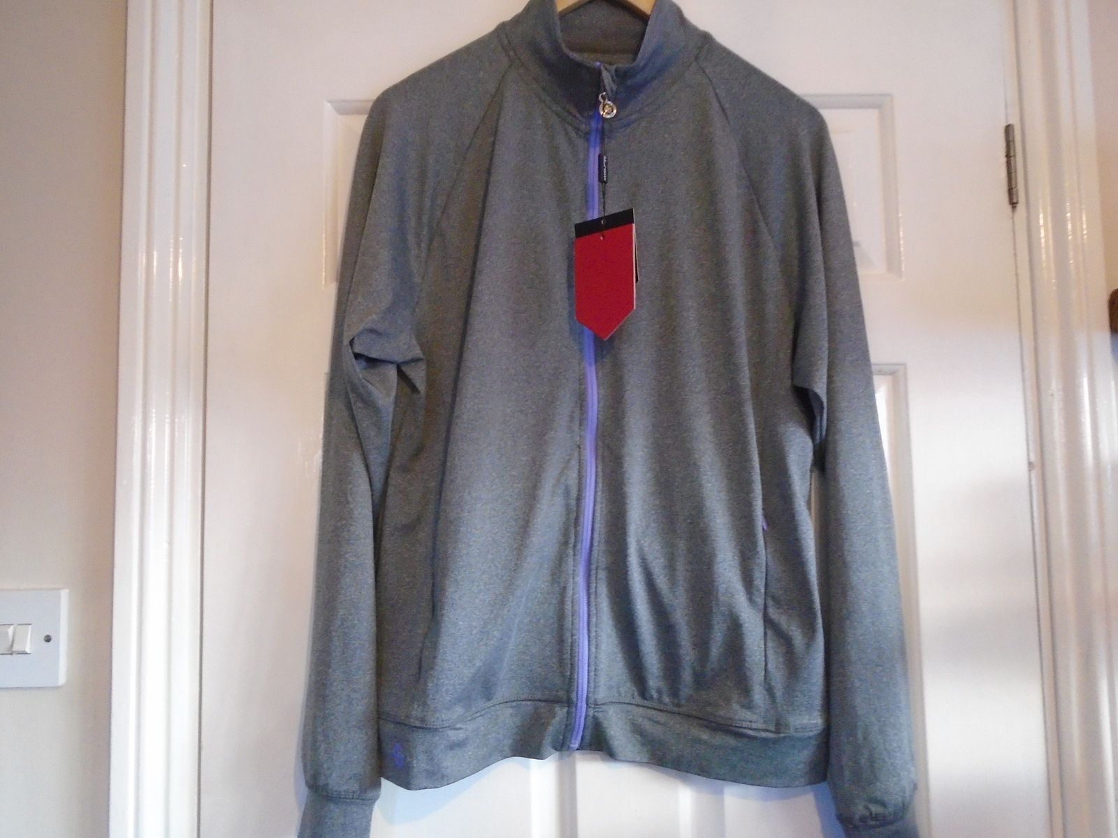 NEW LADIES FULL ZIP ISLAND GREEN TOP LAYER~ SIZE~12~40""BUST~COLOUR~GREY/LAVENDAR