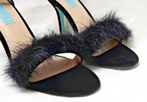 BETSEY JOHNSON Black Faux Fur Open Toe Nolte High Heel Shoes - SEXY  8.5 M - Picture 4 of 11