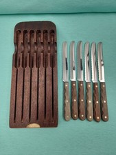 VTG Case XX Miracle-edge M 254 Steak Table Knife Set of 6 Wood Handles