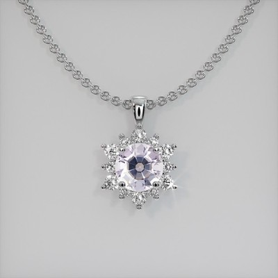 Tanzania Round Purple Spinel Platinum 950 Pendant 1.29CT