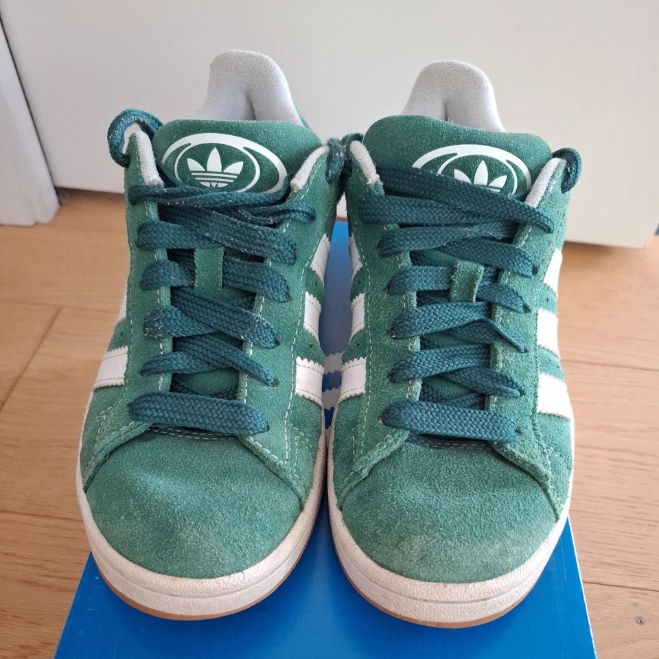 Baskets Adidas Campus 38 vert blanc daim semelle gomme - Photo 3/3