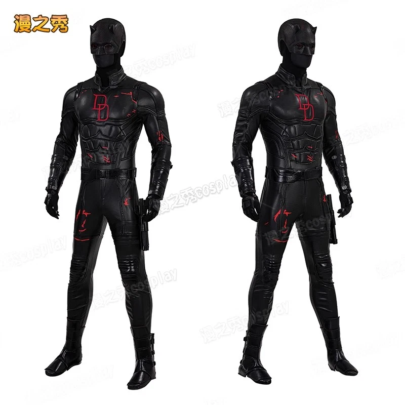 Anime Marvel Daredevil Costume Black Battle Suit Halloween Full Set Cosplay Man - Image 3 of 4
