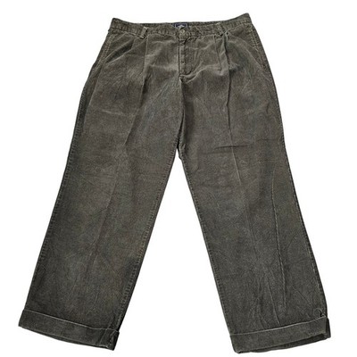 Dockers Mens Corduroy Pants Olive Green Relaxed Fit Pleated W38 L29