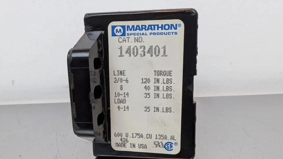 Marathon 1403401 Power Distribution Block 600V 175A 2/0-6,8,10-14 to 4-14AWG - Image 4 of 4
