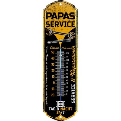 LANOLU Thermometer Papas Service 8x28cm im Retro Stil