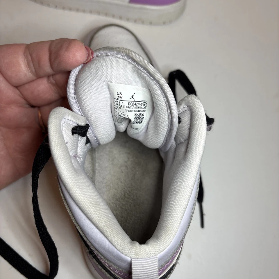 Jordan 1 Mid Barely Grape Little Kids Size 2Y DQ8424-501 Air Jordan Kids 2Y - Image 3 of 4