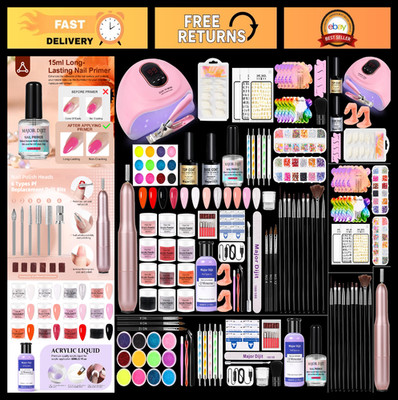 Acrylic Nail Starter Kit with LED Lamp, 12 Colors Powder, Electric Drill & Tools