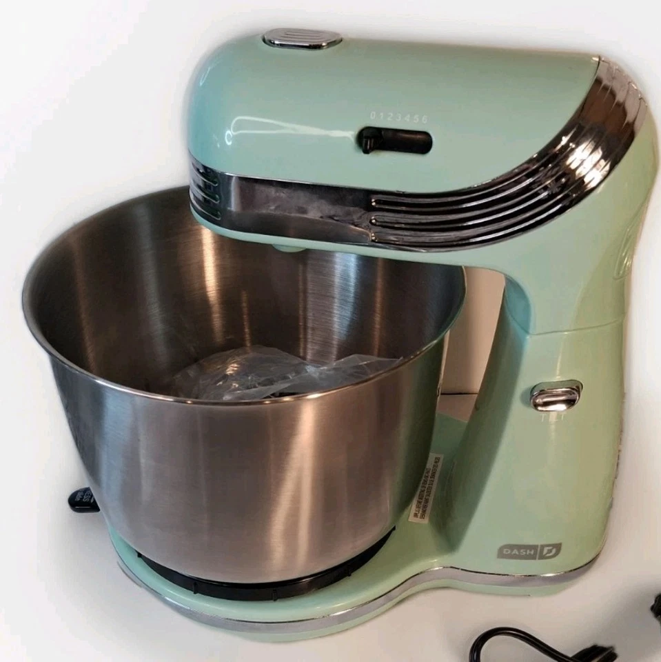 Mezclador de pie compacto DASH 6 velocidades 3 cuartos batidores dobles tazón de mezcla verde nuevo en caja para hornear  Foto 3 de 4