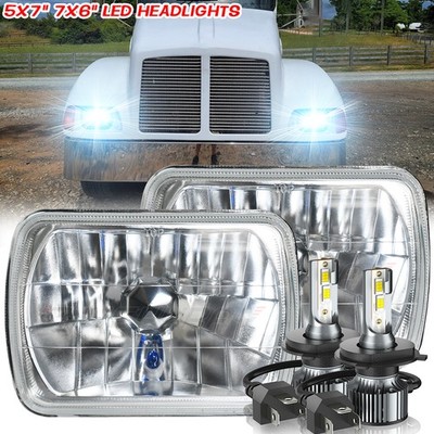 Pair FOR Kenworth T300 1997-2010 7x6'' 5x7 inch 15 LED Headlights Hi/Lo Beam A+