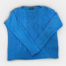 Vintage Lauren Ralph Lauren Blue Cable-Knit Pullover Sweater Crew Neck Size M