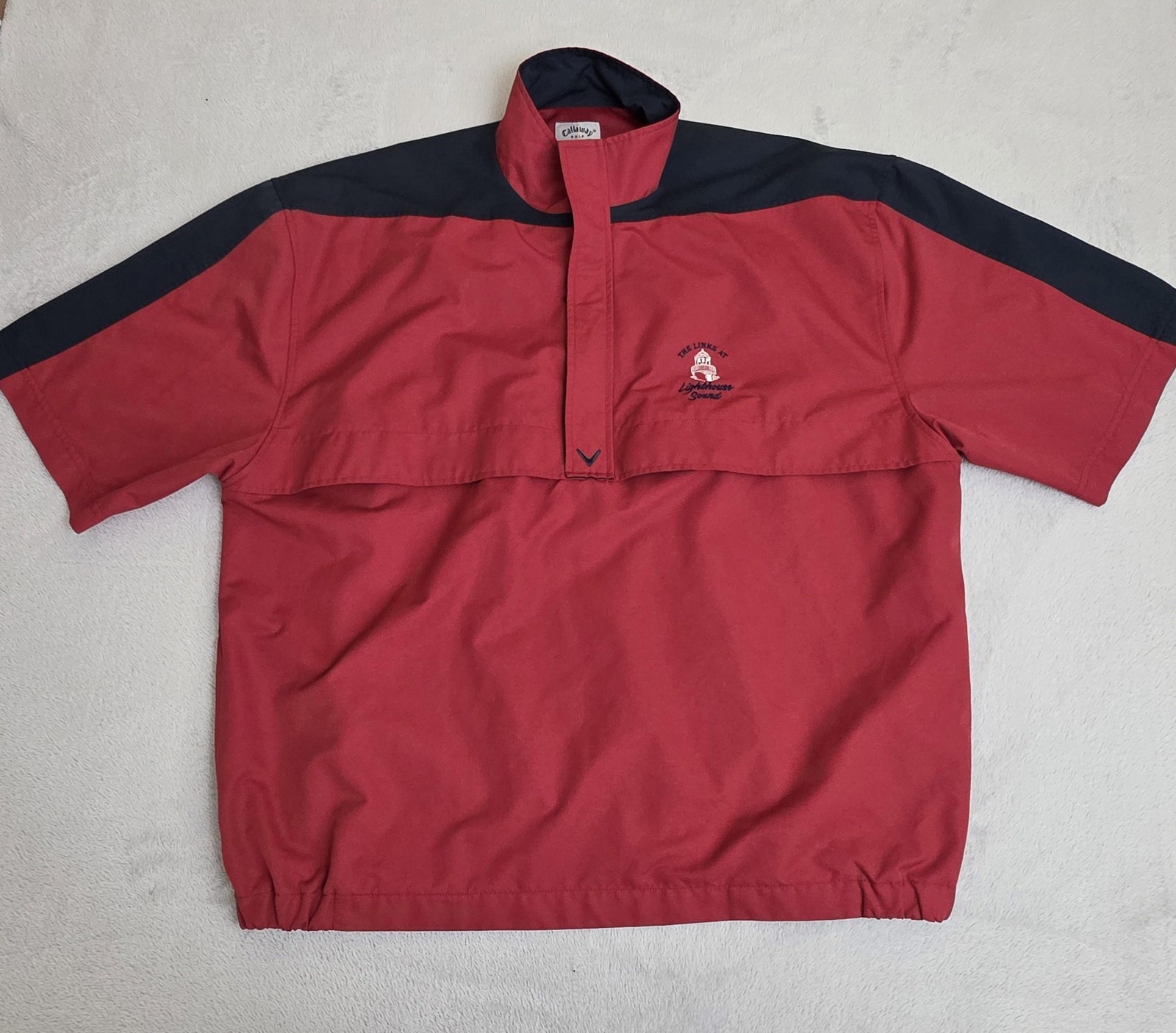 Callaway Golf Sport Jacket Mens 2XL Red Navy 1/2 Zip Short Sleeve Windbreaker