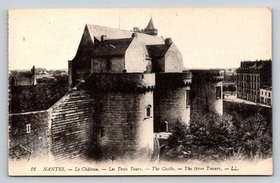 Nantes, France Château des Ducs de Bretagne Three Towers Postcard c1910