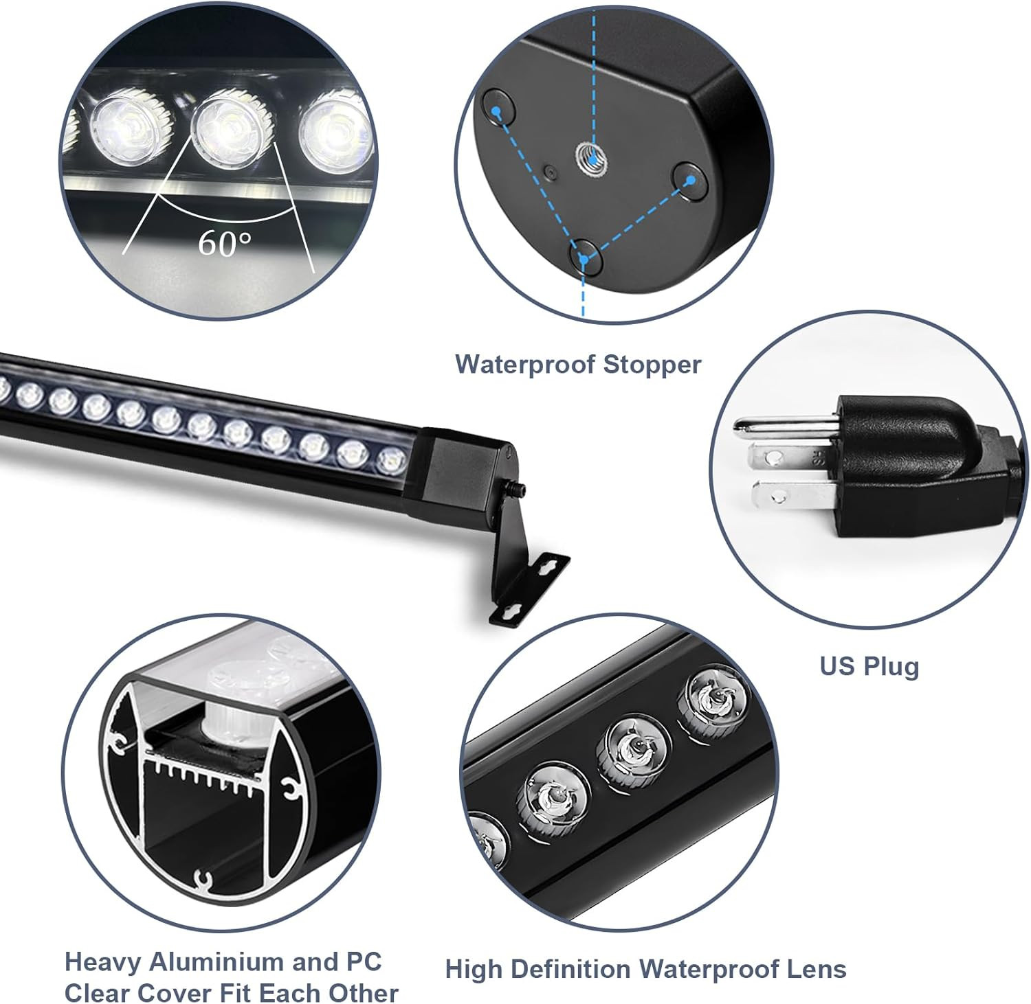 36W LED Wall Washer Light Bars, 2FT 5000K Daylight White Outdoor Wall Washer Lig