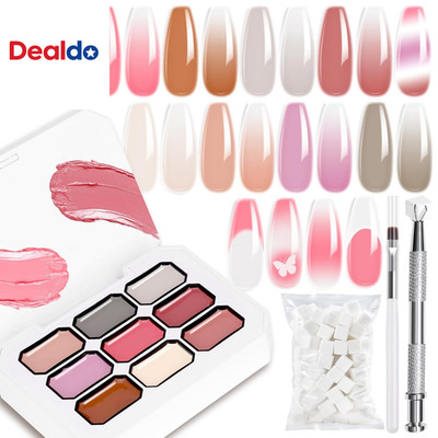 Gradient Painting Gel Set, 9 Colors Nude Pink White Ombre Gel Nail Polish with 5