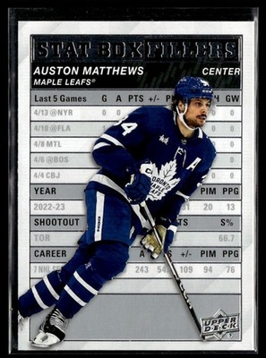 2023-24 Upper Deck Stat Box Fillers Auston Matthews Rookie Toronto Maple Leafs