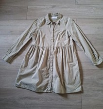 ASOS Pale Green Button Front Cotton Flared Smock Dress Smart Casual Boho UK8