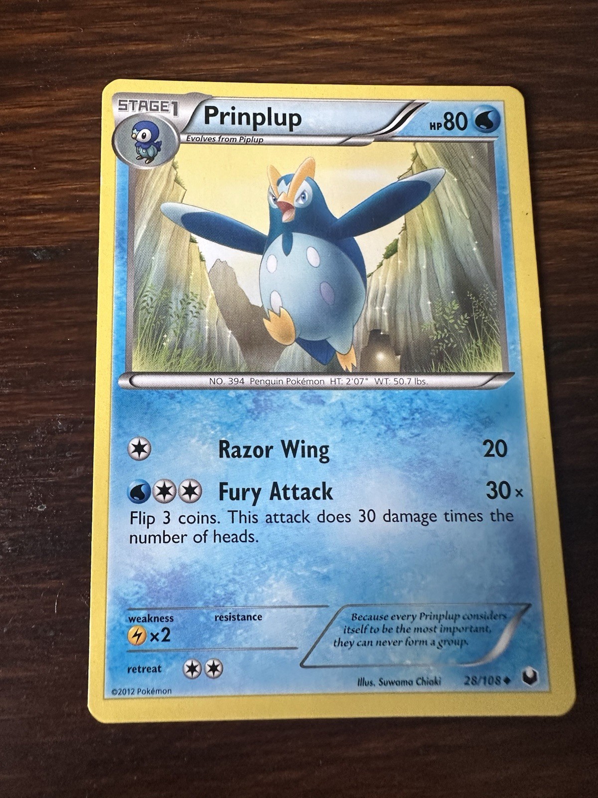 Prinplup 28/108 Dark Explorers Pokemon TCG LP