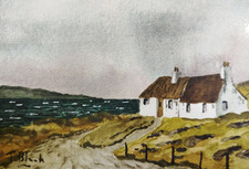 ORIGINAL WATERCOLOUR - Cottage on Inis M�r, Aran Islands, Ireland