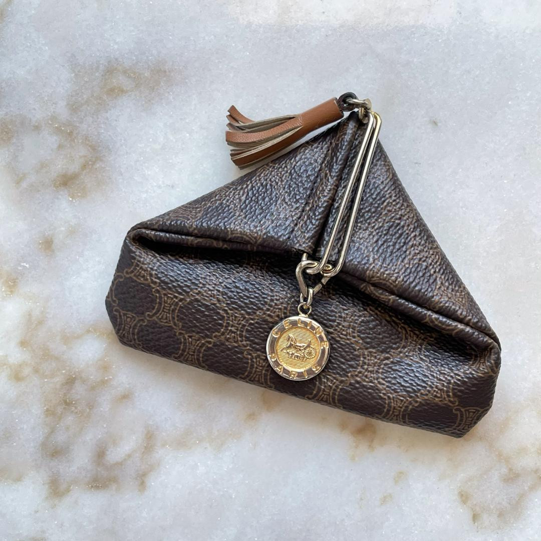 Celine Things Macadam Triangular Coin Case Brown … - image 1