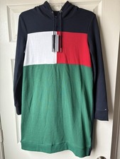 TOMMY HILFIGER Women's Size Small  Color  Block  Hoodie Sweatshirt Dress NWT