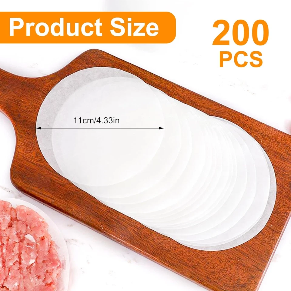 200 Fogli Di Carta Da Forno per Pressa Hamburger, Carta Antiaderente per Hamburg - Immagine 2 di 4