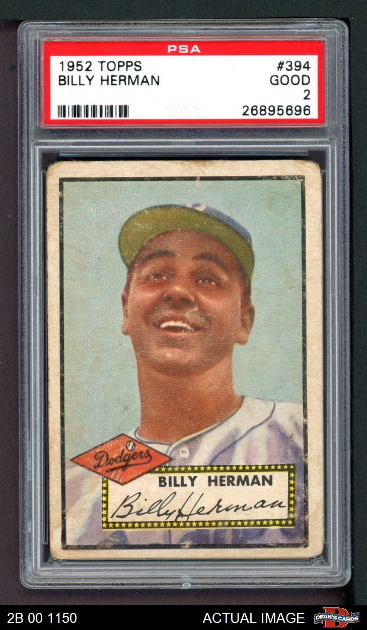 1952 Topps #394 Billy Herman Dodgers HOF PSA 2 - GOOD