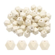 50pcs 20mm Wooden Color Geometric Wood Beads 3.3mm Large Hole for Jewelry Making