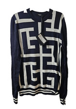 Balmain Maglione Pullover Uomo Nero Bianco Taglia S